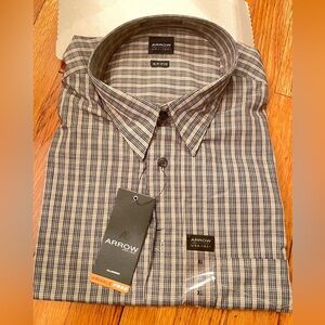 Arrow Men's Plaid Button-Down Shirt - Black and Tan